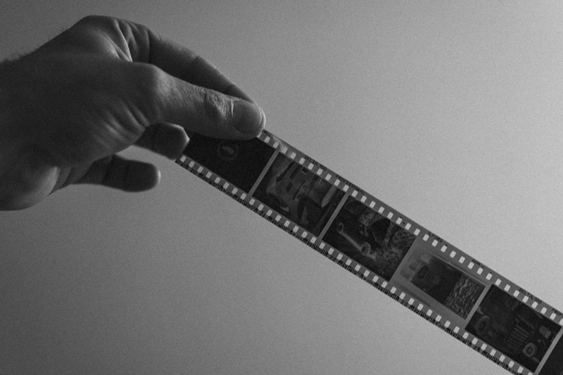 black and white negative developed